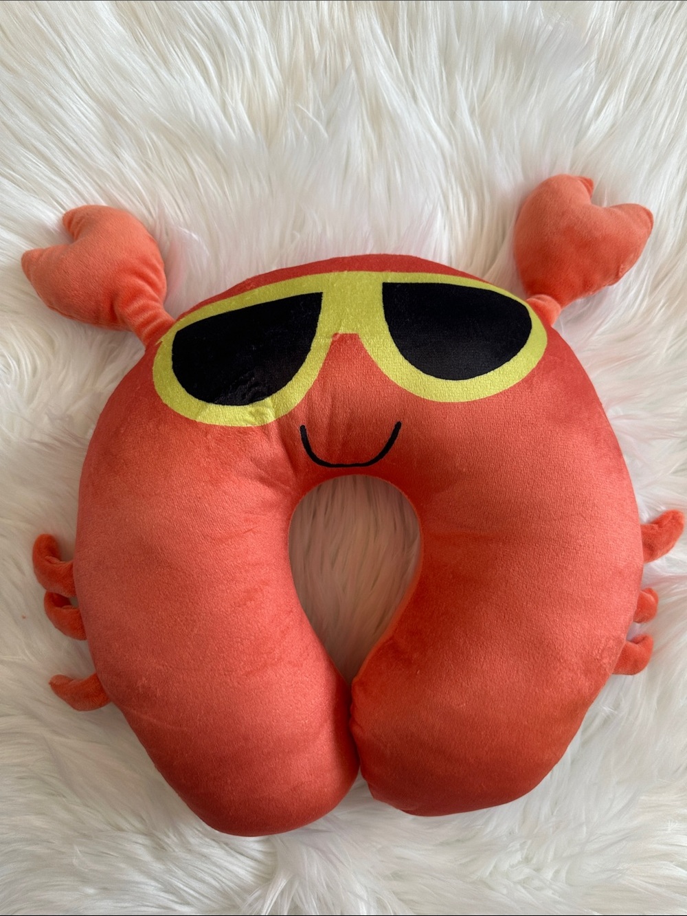 NIP Kids Plush Crab Neck Pillow - Coral with Sunglasses 🕶️